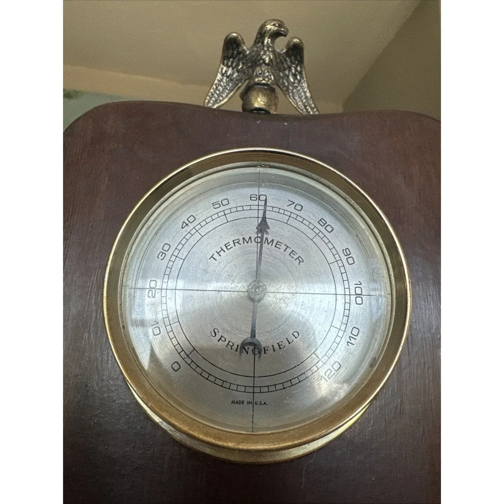 Vintage MCM Springfield Eagle Top Thermometer Barometer Humidity Weather Station